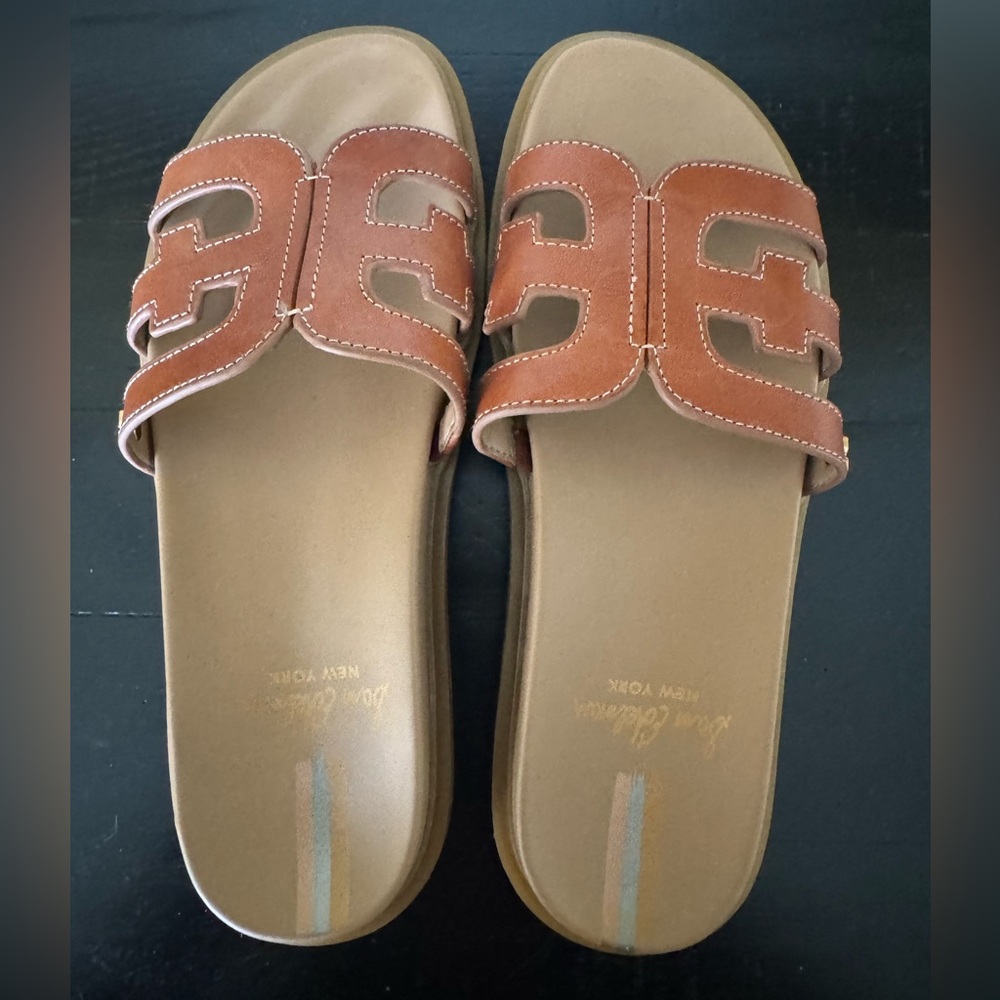 New Sam Edelman NY - Brown Leather Slide Sandals size 7